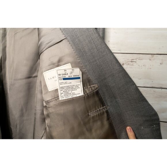 Samuelsohn Grey Suit Jacket Blazer 54R - Picture 10 of 13